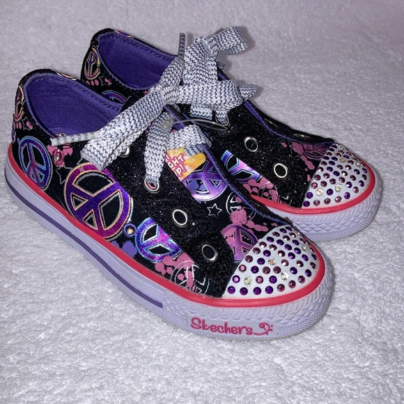Skechers twinkle toes peace sign sneakers size 12 - Picture 1 of 8